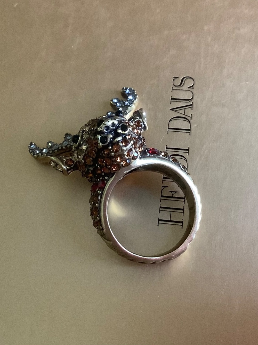 Heidi Daus Rudy Reindeer Holiday Collection Crystal Ring SZ 9 - Picture 9 of 14